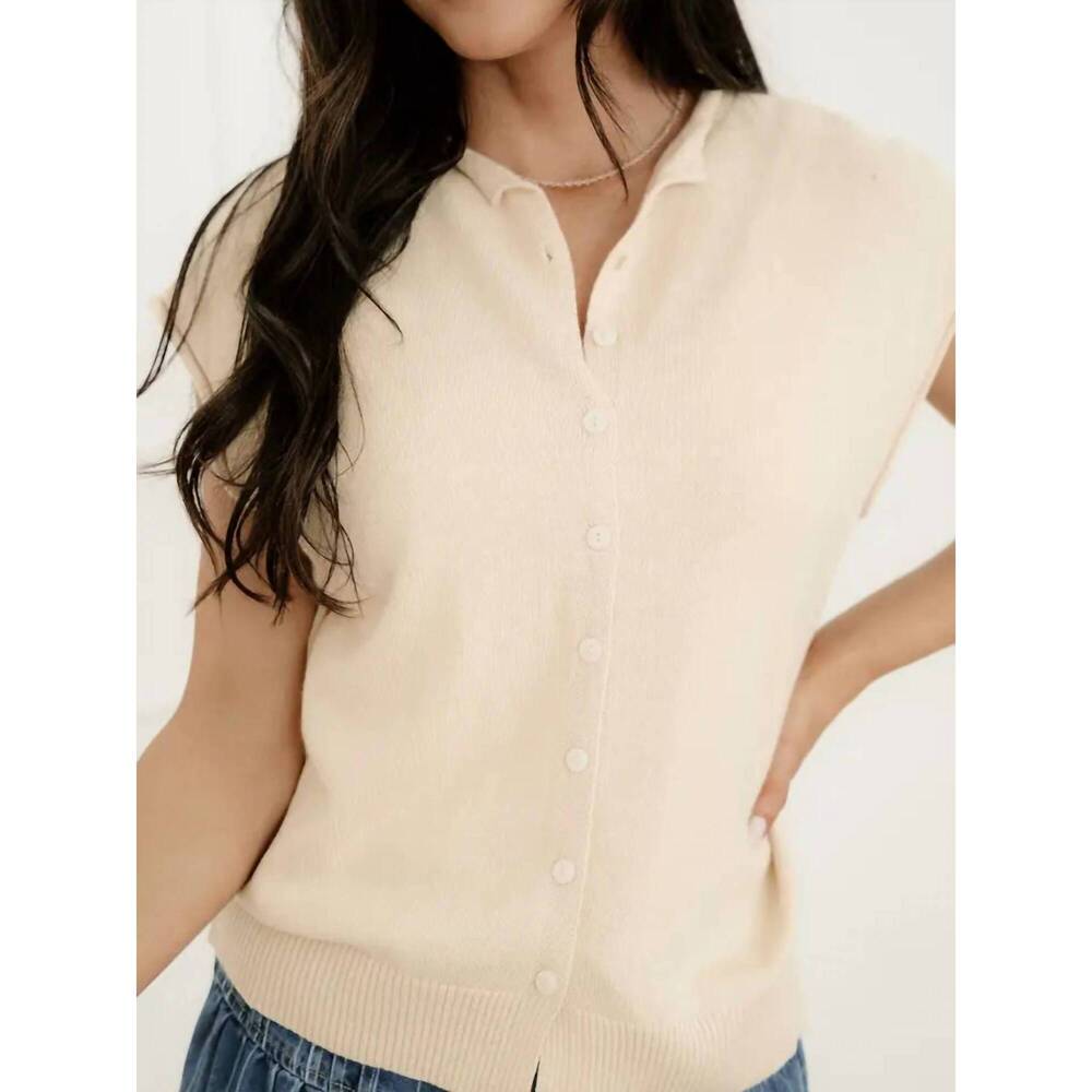 NEW INDIE & CO kiara buttoned sweater top in apricot